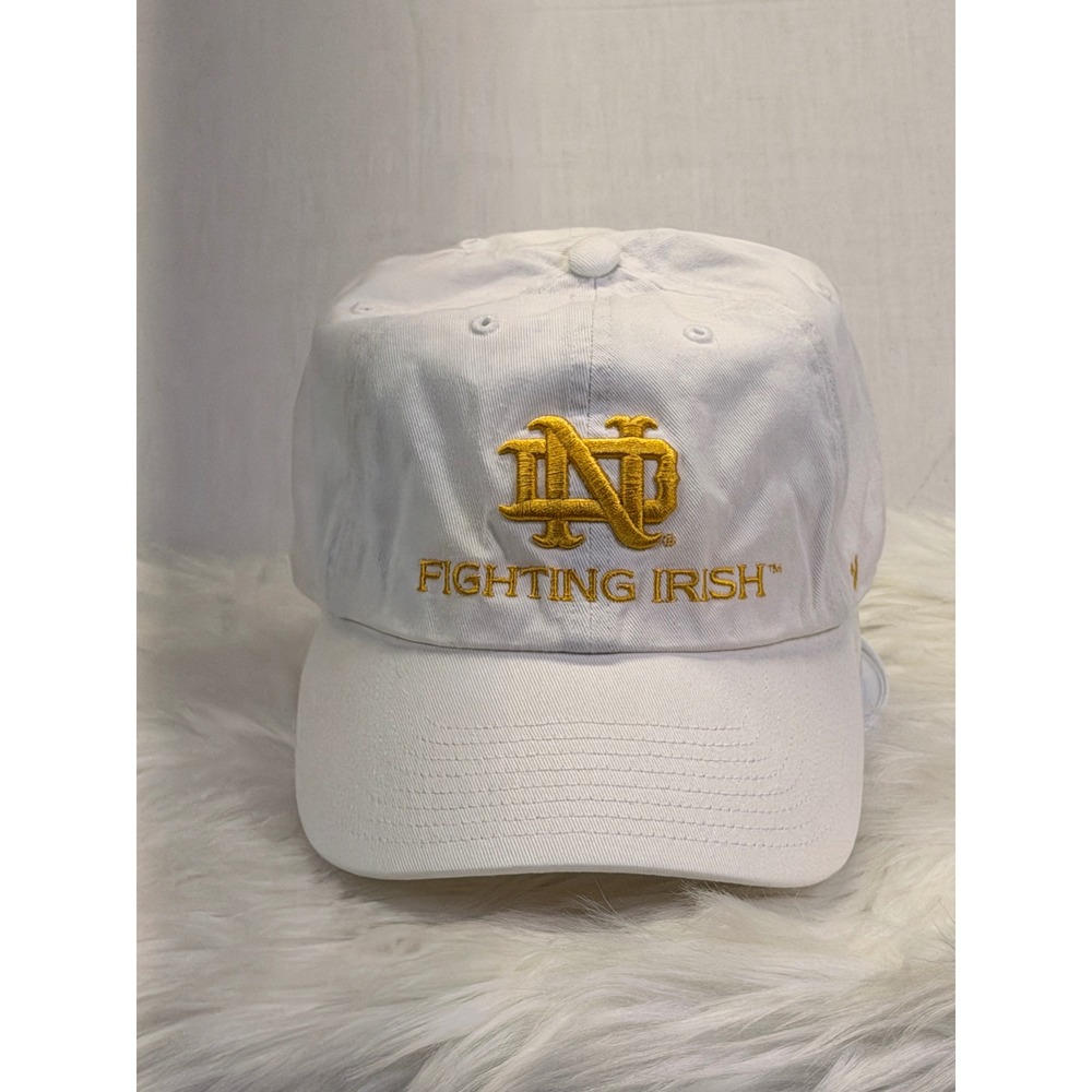 47 Brand Notre Dame Fighting Irish Hat White Gold Embroidered Adjustable Cap
